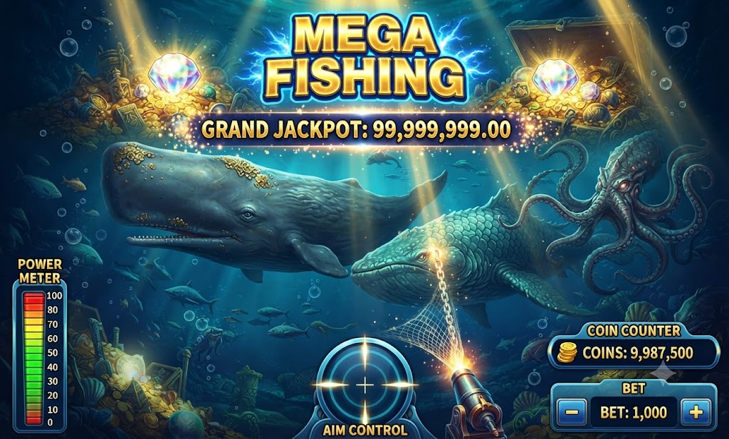 Mega fishing arcade game with cash payout at Acesuper