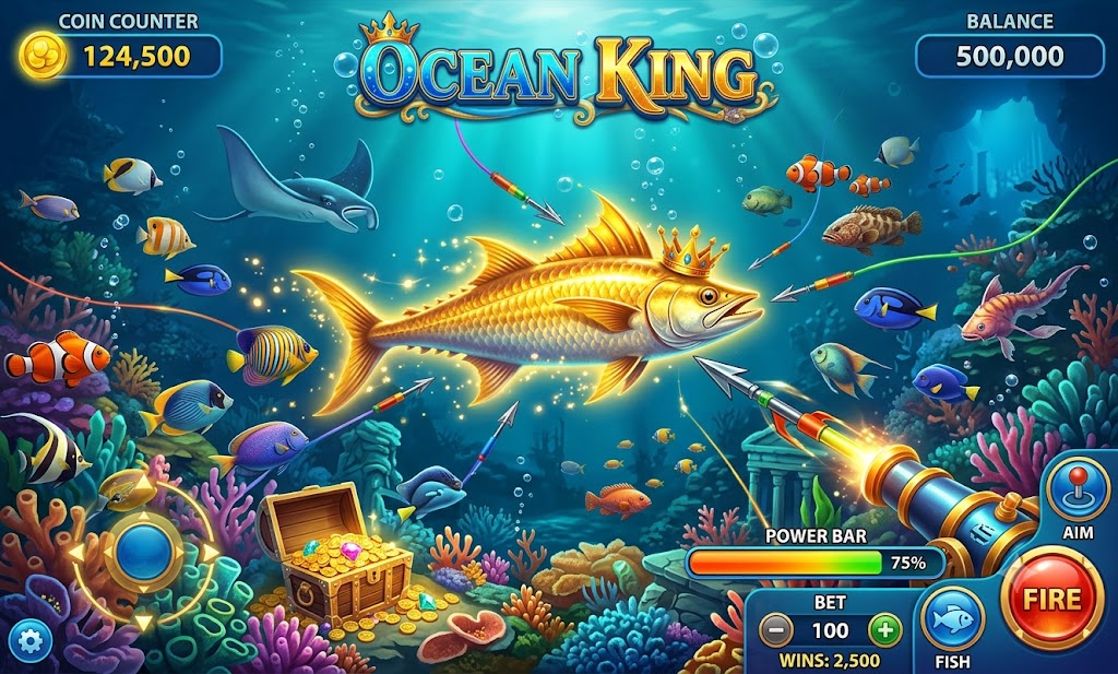 Ocean King fishing arcade game with cash payout at Acesuper