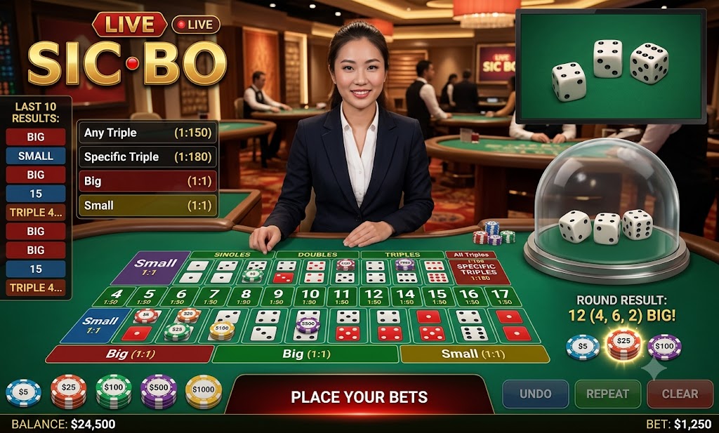 Live sic bo with real dealer at Acesuper